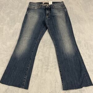 Y2K 2000s Beyond Baggy Dojo Flare Jeans Womens Sz 10 33x28 Raw Hem Wide Bootcut